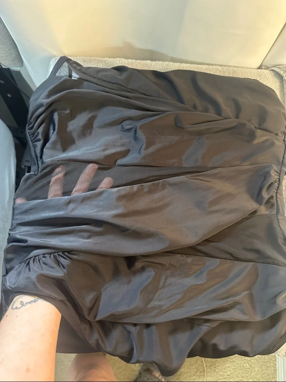 Black One-Shoulder Ruffled Swimsuit - Picture 2 of 2